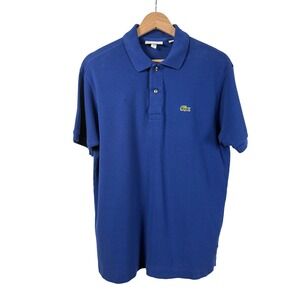Lacoste Classic Fit Polo Shirt Mens Large‎ Petit Pique Blue Short Sleeve Casual